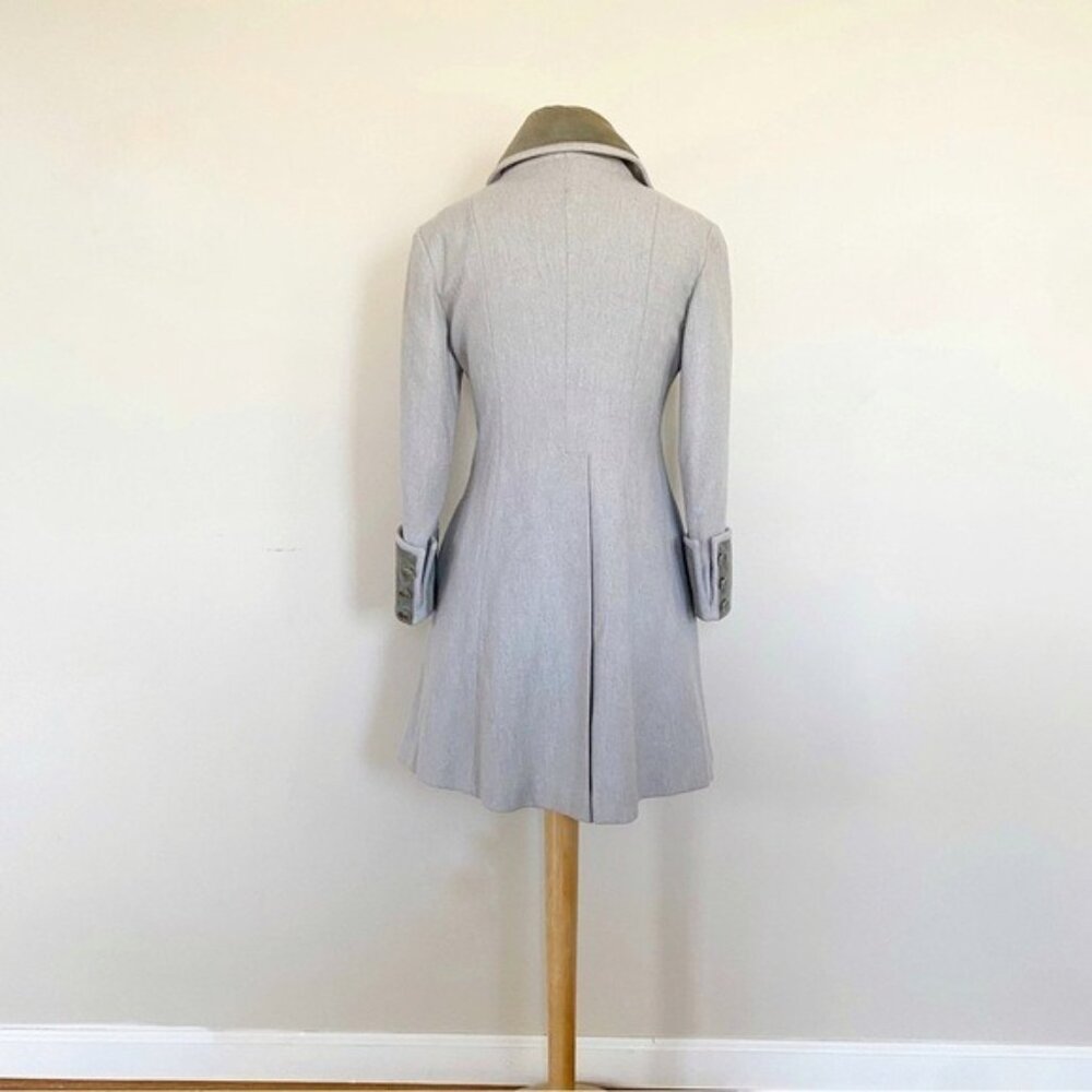 Vintage 1960s Wool Military Coat Gray Velvet Collar Frock Peacoat Women’s S 4 - Picture 10 of 14